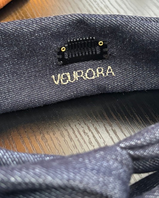 PRE ORDEN: Rita Wire Headband Color Azul Mahón – Bandana Artesanal con Alambre y Hair Clips Antideslizantes | Veurora