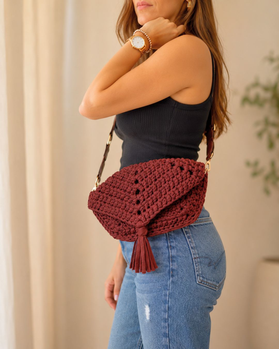 Gianna Mediana: 2 en 1 Cross Body & Clutch Bag Color Marrón
