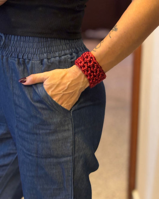 Brazalete Gracia Color Burgundy - Nylon Pulsera Tejida Hecha a Mano