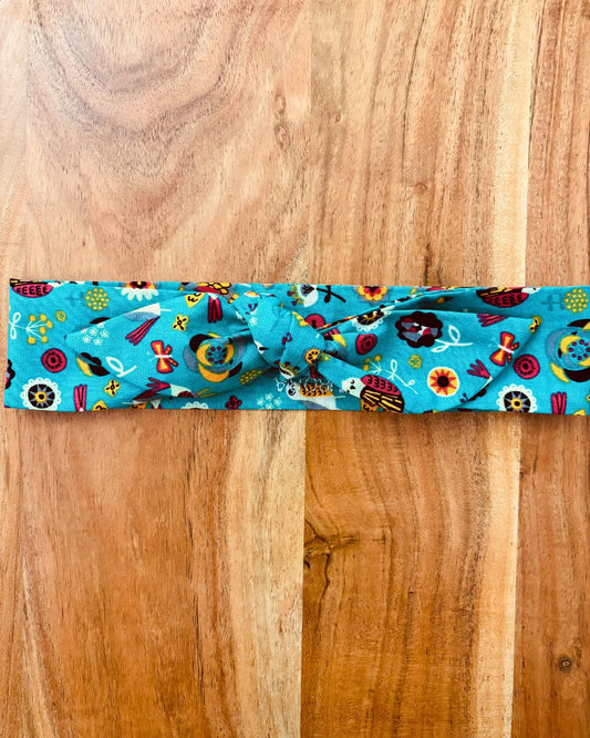 Headband Regular 35" x 2 1/4": Pajaritos Azul Turquesa Atta