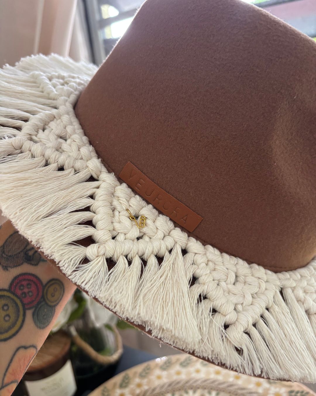 Sombrero Fedora - Cover Up en Macramé Hecho a Mano
