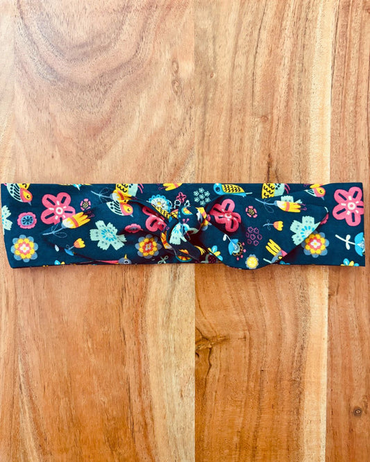 Headband Regular 35" x 2 1/4": Pajaritos Base Negra Atta