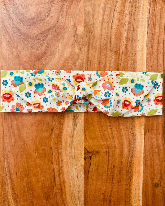 Headband Regular 34 1/2" x 2 1/2": Flores Verdes, Rosas y Azules Atta