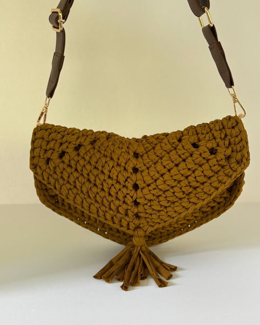 Cartera Colette COLOR MOSTAZA: Pieza 2 en 1 Crossbody + Clutch Hecho a Mano