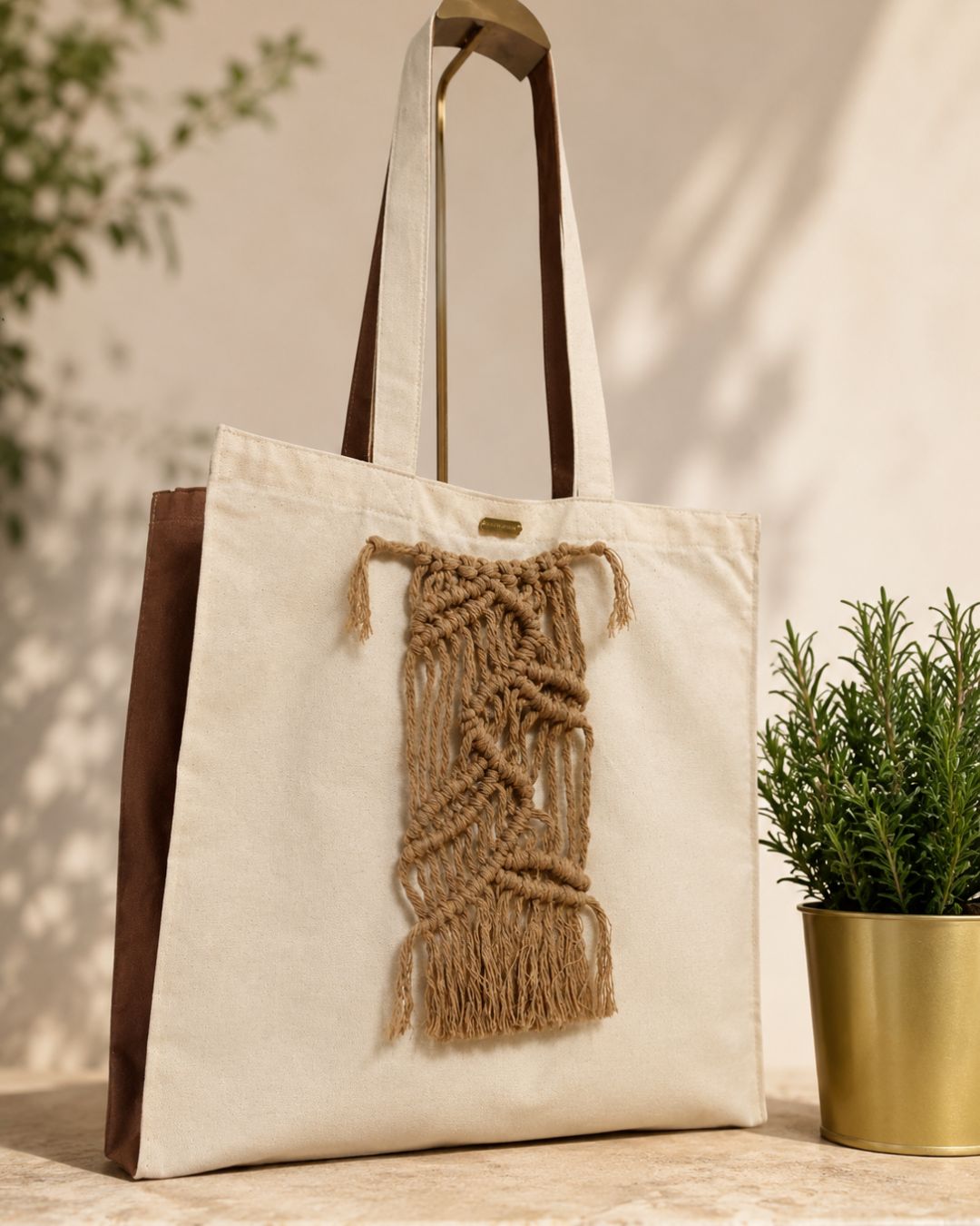 PRE-ORDEN Margarita Macrame Tote: Crema + Hojas Veurora