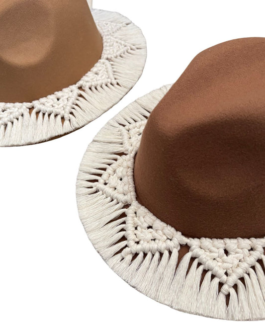 Sombrero Fedora - Cover Up en Macramé Hecho a Mano