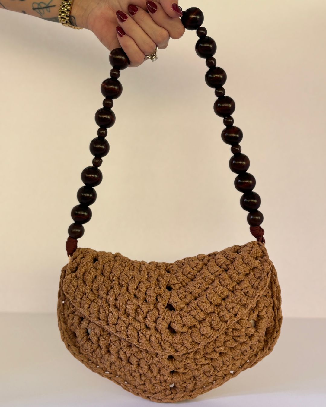 Cartera Leonor: Pieza 2 en 1 Crossbody + Clutch Hecho a Mano con Mango en Madera