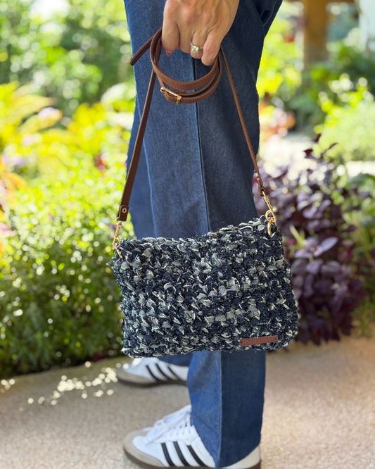 PRE-ORDEN Catalina 2 en 1 Denim Reciclado Crossbody Bag + Clutch Purse