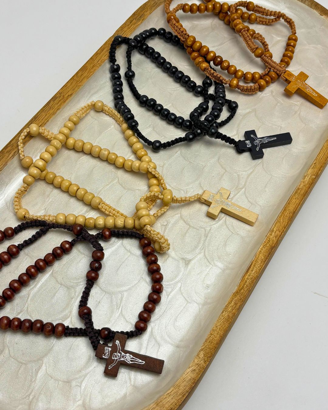 Bundle Pulseras de Fe: Historia de Jesús + Padre Nuestro + REGALO de un Rosario Bendecido