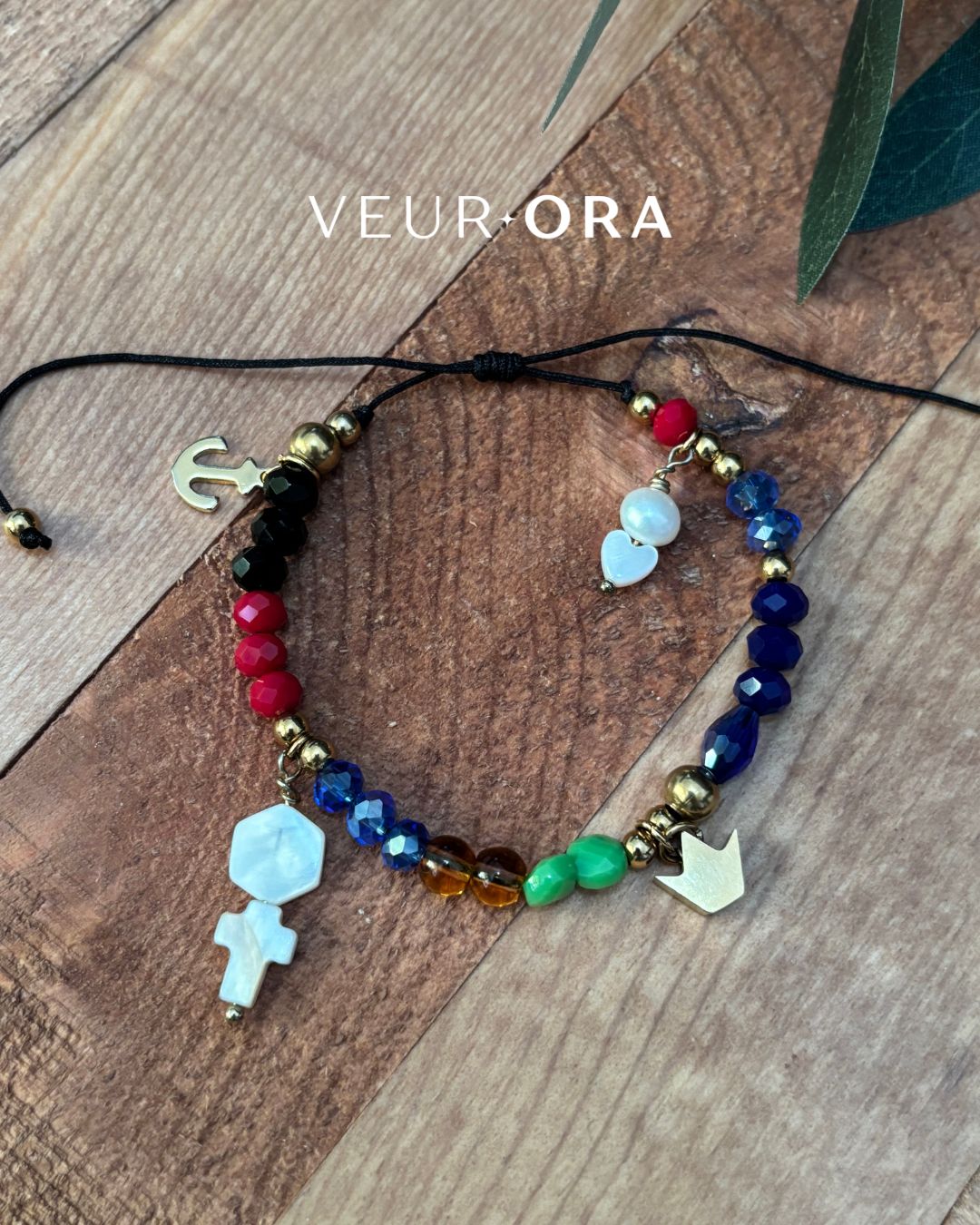 Pulsera Oración del Padre Nuestro en Hilo, Beads y Charms