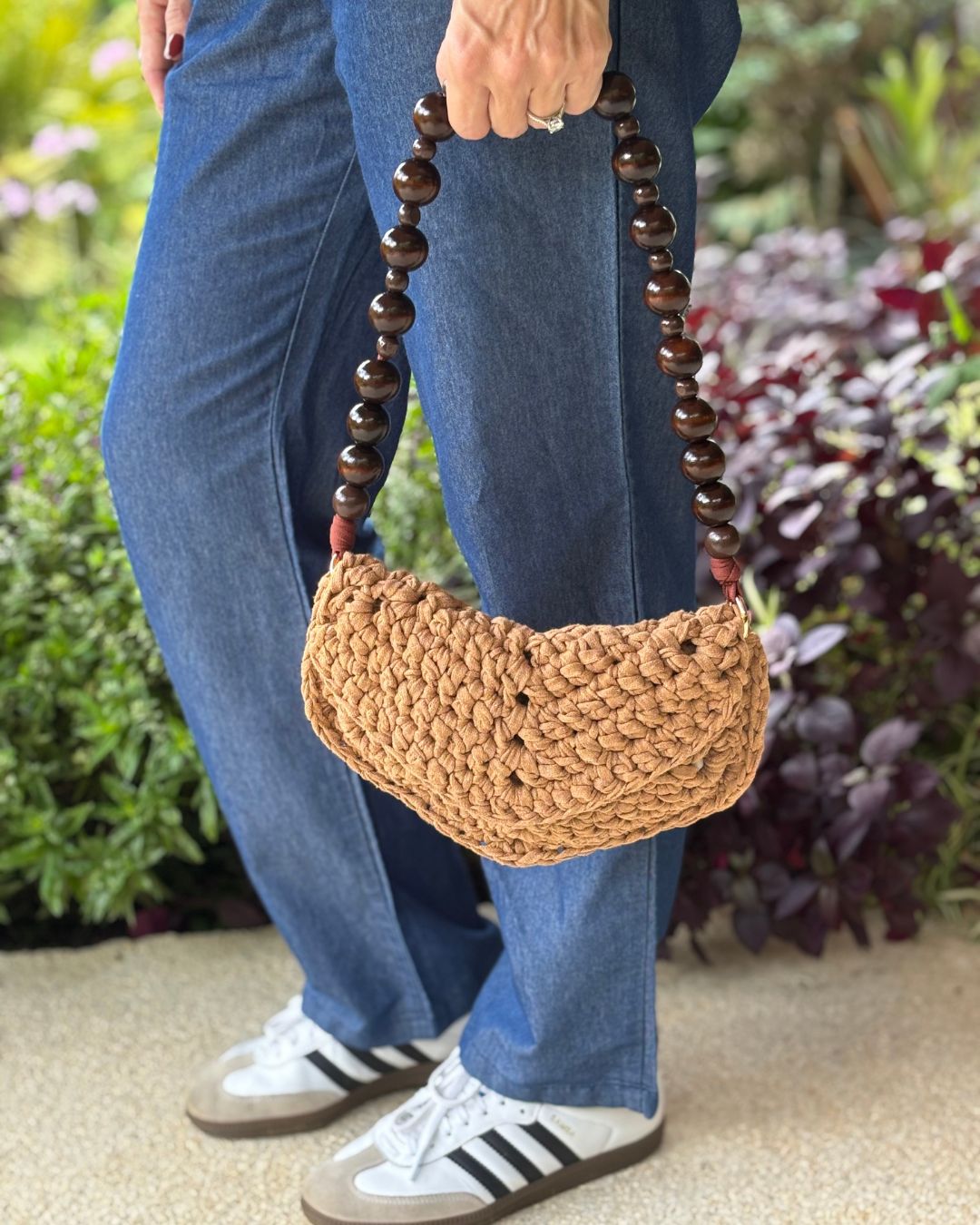 Cartera Leonor: Pieza 2 en 1 Crossbody + Clutch Hecho a Mano con Mango en Madera