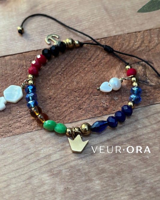 Pulsera Oración del Padre Nuestro en Hilo, Beads y Charms