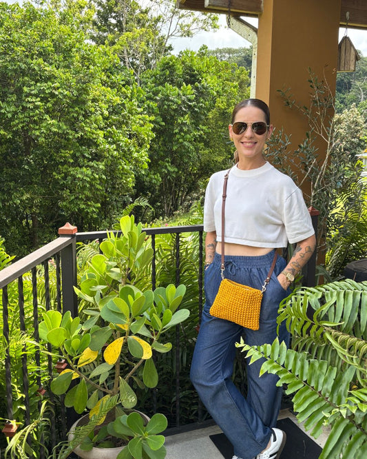 Magdalena Cartera Crossbody en Crochet con Trapillo Brasileño