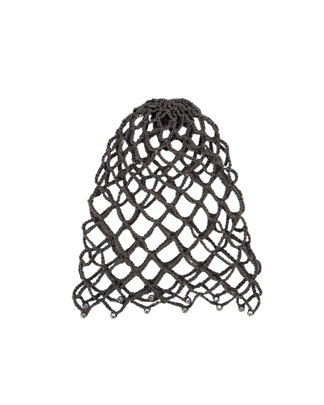 Blue Pearl Net Mesh Hat: Gorro Gris Perlas Azuladas de Imitación en Tendencia en Crochet