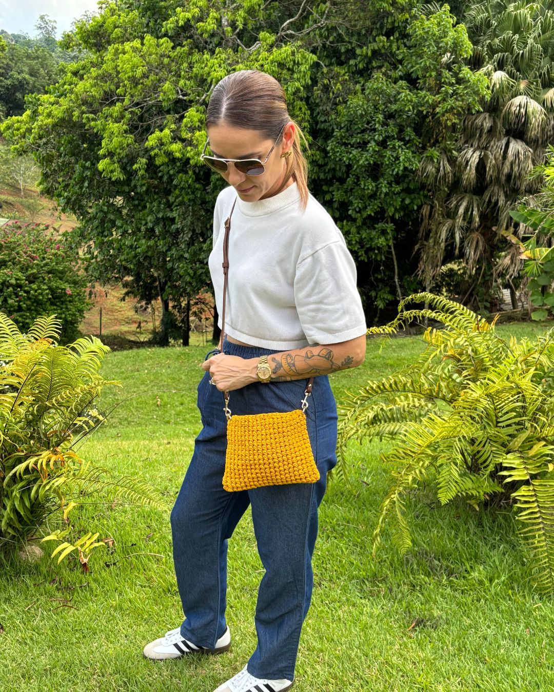 Magdalena Cartera Crossbody en Crochet con Trapillo Brasileño