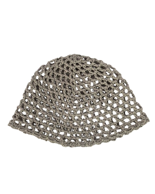 Renatta Silver Mesh Hat: Gorro Gris con Brillo en Tendencia en Crochet