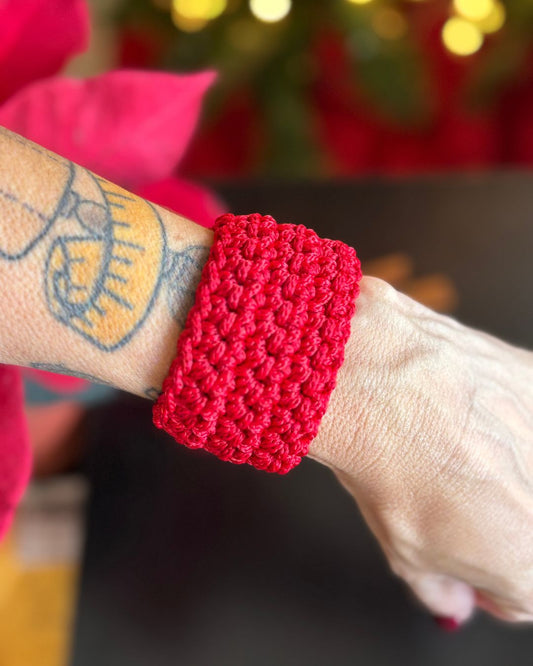 Brazalete Gracia Color Rojo - Polyester Pulsera Tejida Hecha a Mano