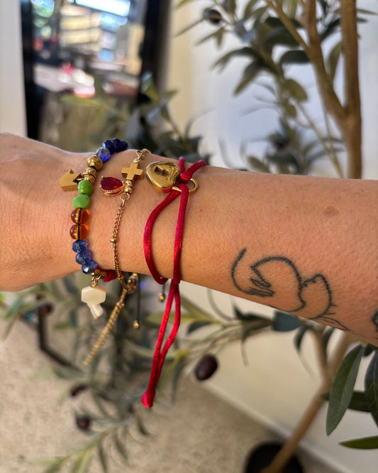 Pulsera Oración del Padre Nuestro en Hilo, Beads y Charms