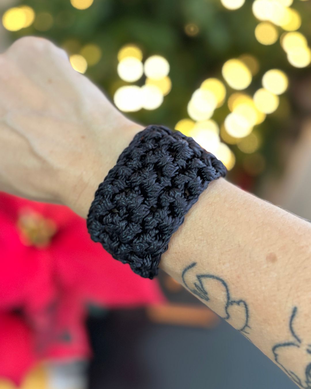 Brazalete Gracia Color Negro - Nylon Pulsera Tejida Hecha a Mano