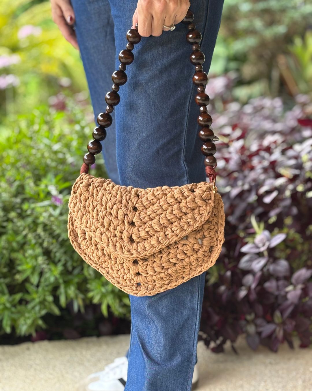 Cartera Leonor: Pieza 2 en 1 Crossbody + Clutch Hecho a Mano con Mango en Madera