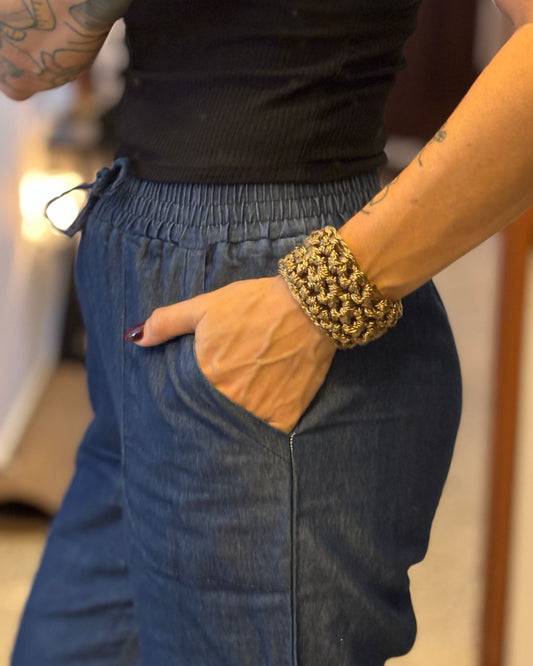 Brazalete Gracia Color Nuez - Nylon Pulsera Tejida Hecha a Mano