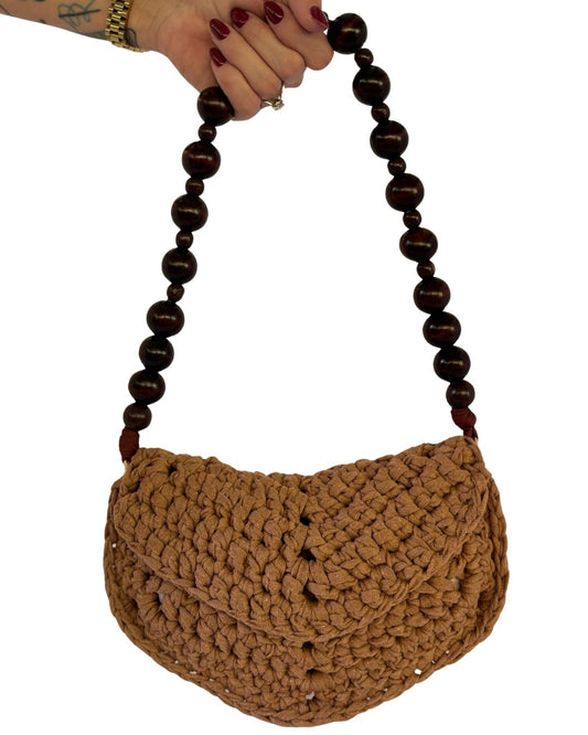 Cartera Leonor: Pieza 2 en 1 Crossbody + Clutch Hecho a Mano con Mango en Madera