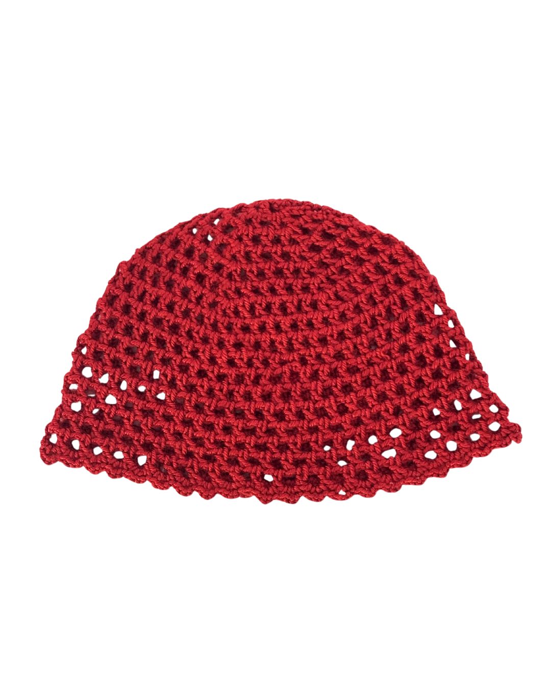 Renatta Rubro Mesh Hat: Gorro Rojo Vino en Tendencia en Crochet