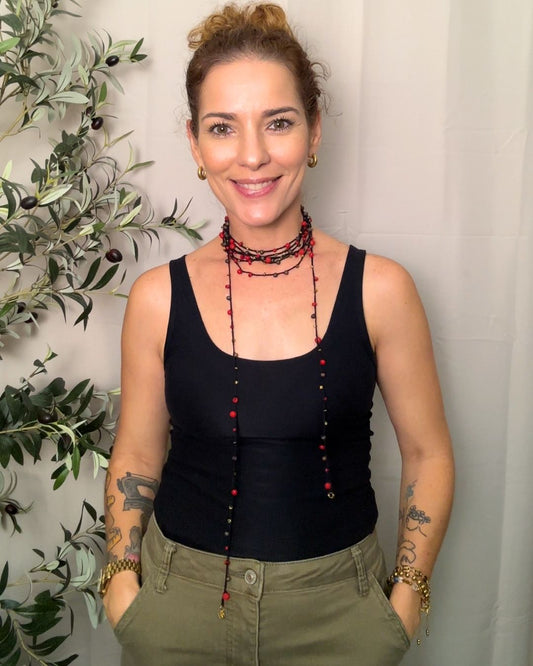 Rut: Mil Formas  Collar Tejido a Mano en Crochet con Piedras, Cristales y Semipreciosas - Veurora Artesanal 