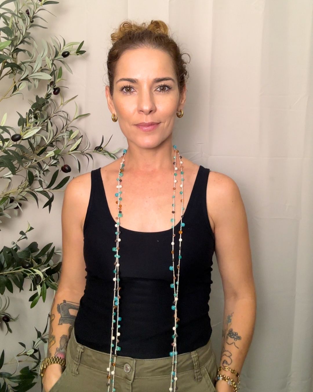 Collar Rut: Mil Formas (Tonos: Turquesa, Crema, Caramelo, Marrones & Hilo: Crema) -  Tejido a Mano en Crochet con Piedras, Cristales y Semipreciosas