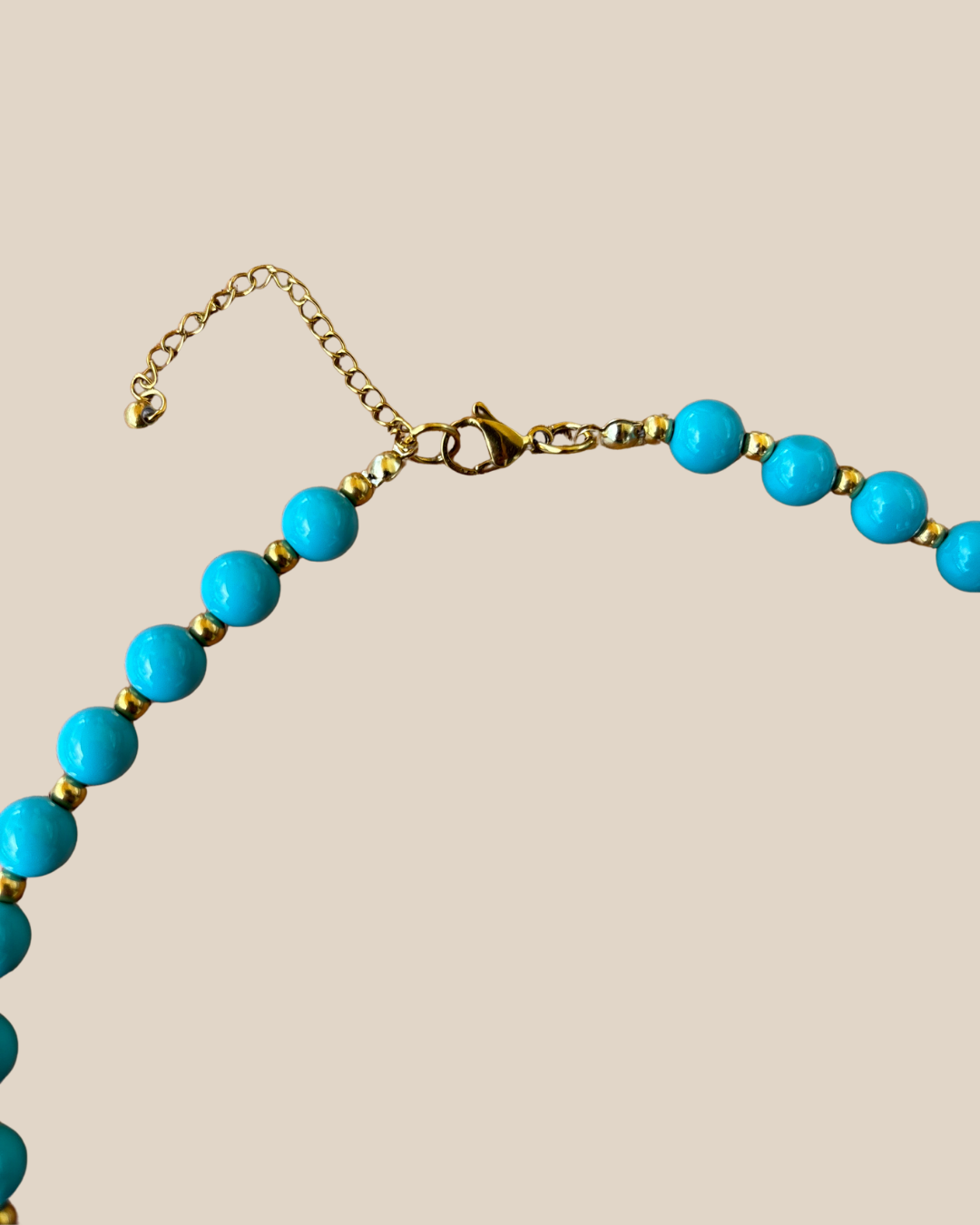 Ave Necklace: Turquesa con Charm de Pez y Balines en Stainless Steel