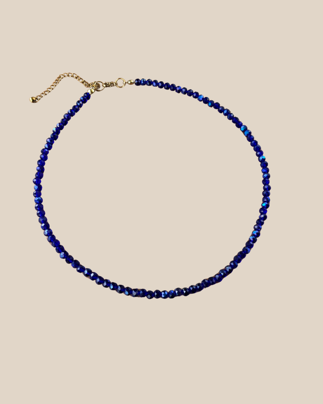 Ave Necklace: Cristales Rondell Azul Marino