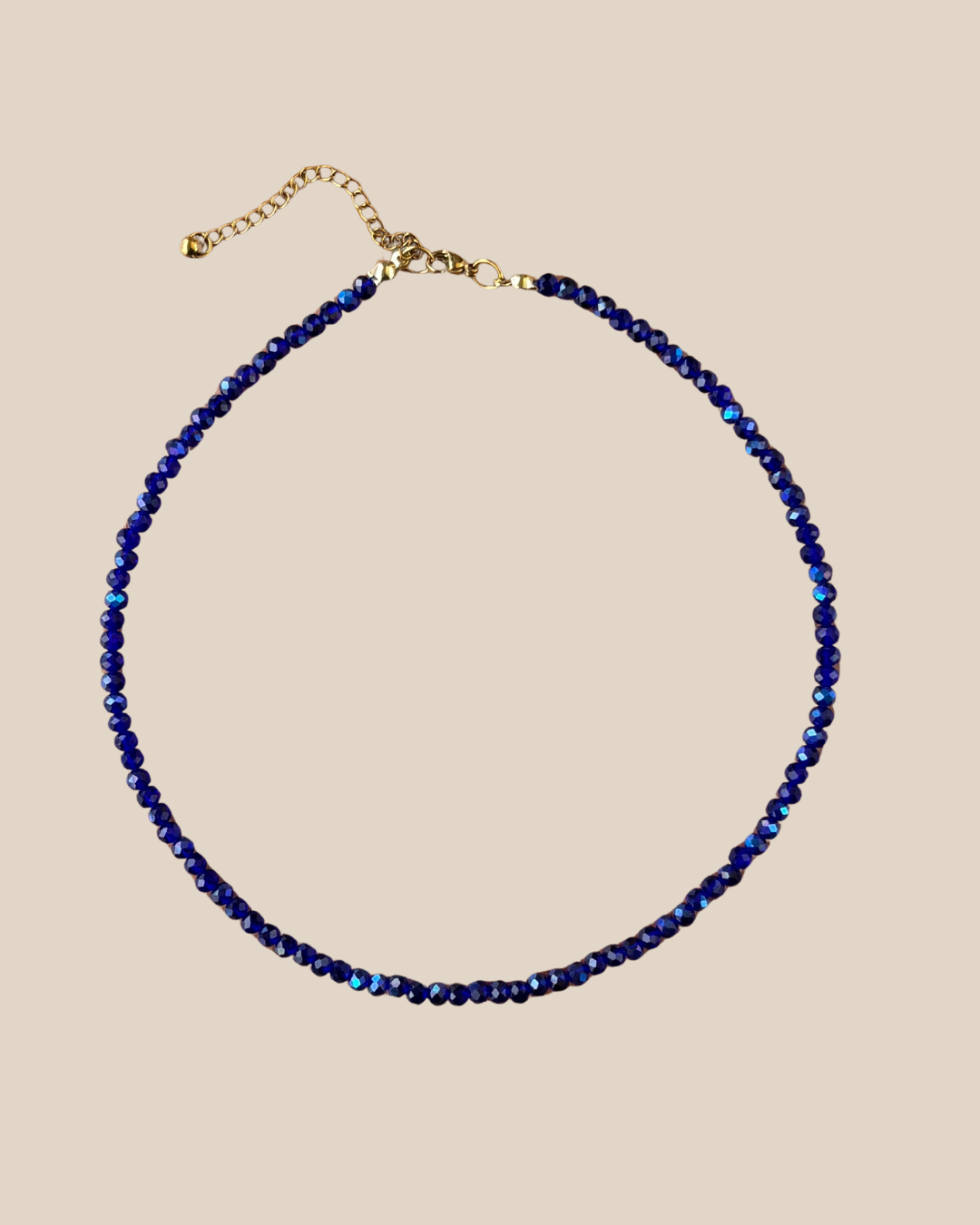 Ave Necklace: Cristales Rondell Azul Marino